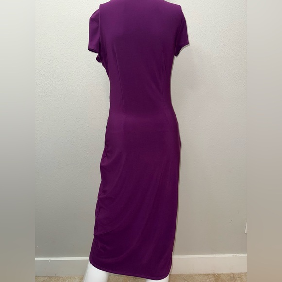 Joseph Ribkoff Purple and Black Mesh Overlay Sheath Dress - Picture 2 of 3